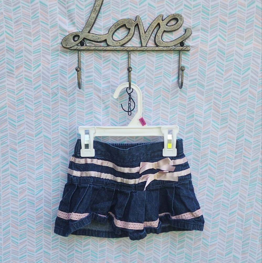 Denim Skirt Y2K Style 12 Months with Pink Accents